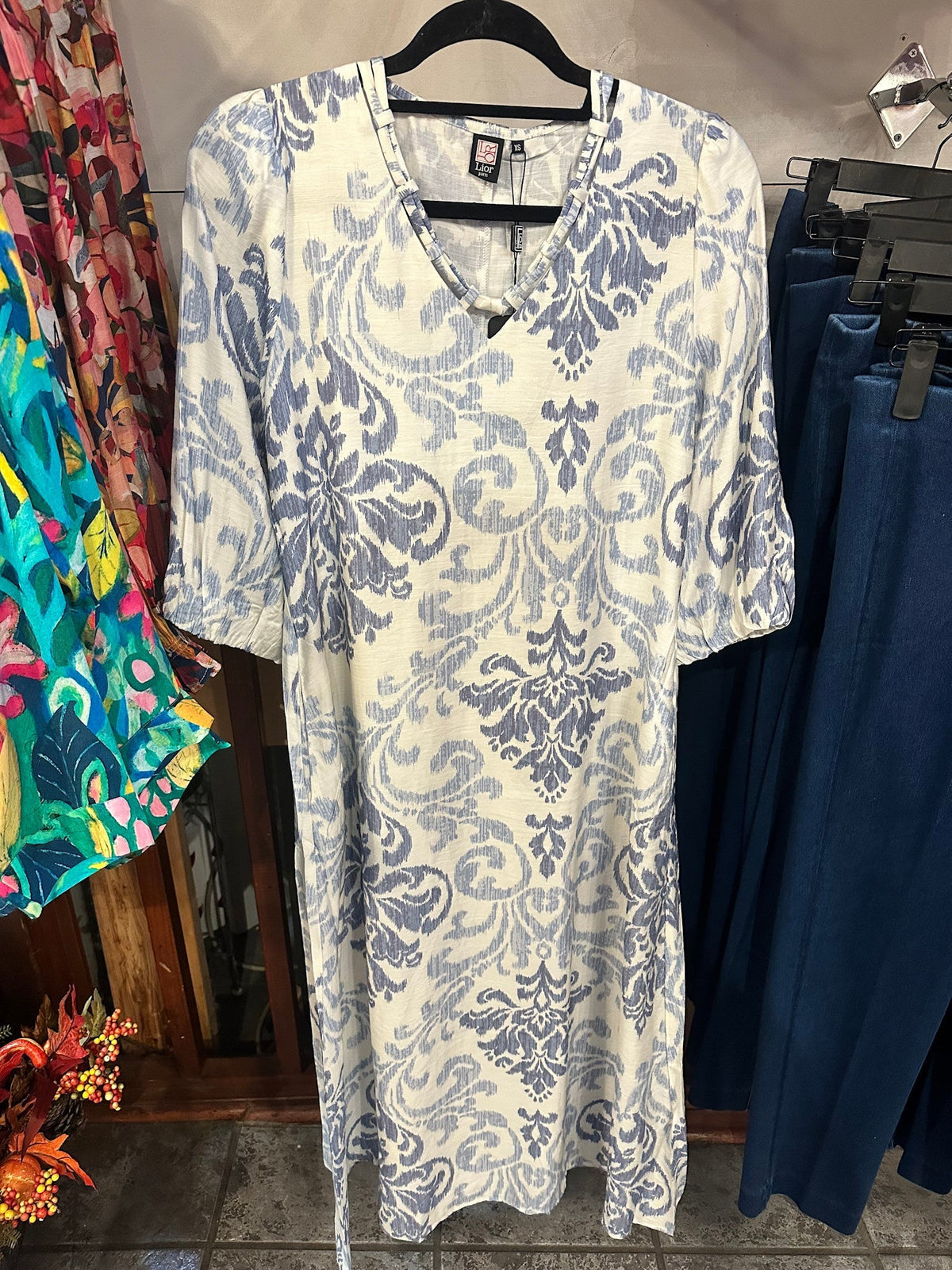 Ombre Blue Filigree Mid Length Dress By: Lior Pairs