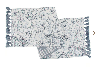 52" Indigo Blue Floral Table Runner